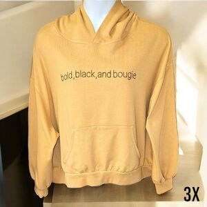BLACK History Month Plus Size BOLD, BLACK BOUGIE Yellow Hooded Sweatshirt 3X